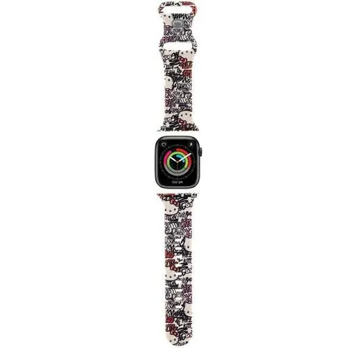Curea Hello Kitty Silicone Tags Graffiti pentru Apple Watch 42mm / 41mm / 40mm / 38mm Series, Bej
