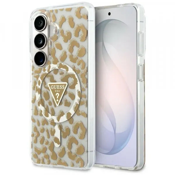 Guess Husa MagSafe pentru Samsung Galaxy S26 S942, Guess, IML Leopard Pattern, Maro