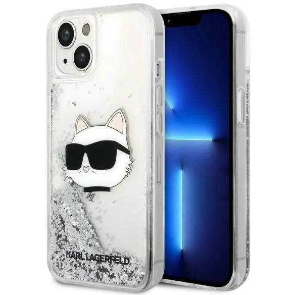 Karl Lagerfeld Husa pentru Apple iPhone 14 Plus, Karl Lagerfeld, Glitter Choupette's Head, Argintie