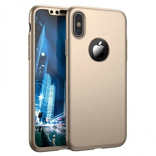 Samsung, Husa Samsung Galaxy J3 2017 Full Cover 360 Auriu + Folie de protectie