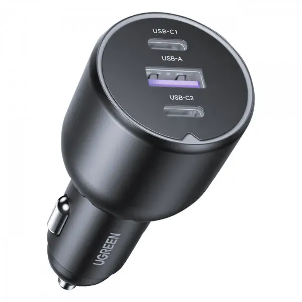 Ugreen Incarcator Auto UGREEN EC705, 130W, 5A, 1 x USB-A - 2 x USB-C, Gri