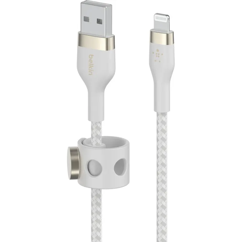 Belkin Belkin BOOST CHARGE PRO Flex USB-A to LTG, Braided Silicone Cable - 2M - White