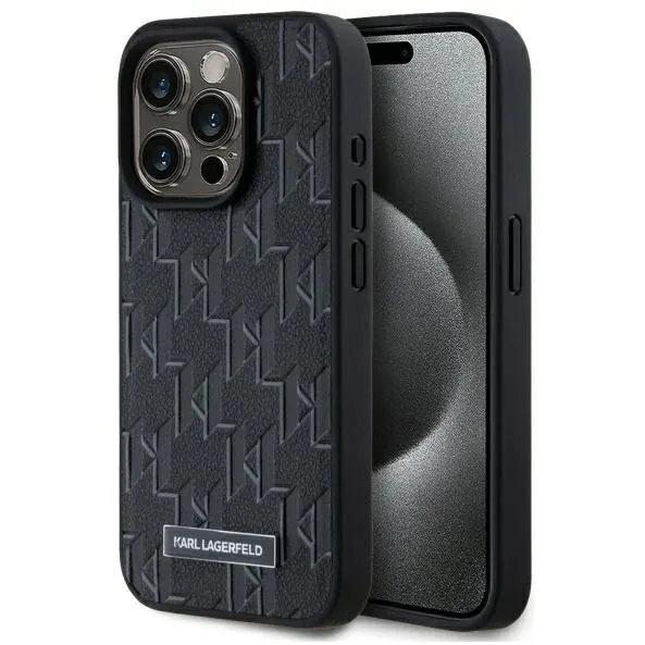 Karl Lagerfeld Husa MagSafe pentru Apple iPhone 15 Pro, Karl Lagerfeld, Monogram Metal Logo, Neagra