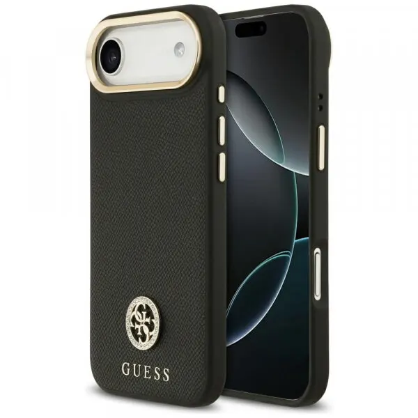 Guess Husa MagSafe pentru Apple iPhone 17 Air, Guess, Grained Strass Logo, Neagra