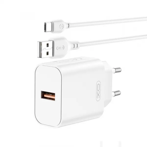 XO Design Incarcator Retea Cu Cablu USB-C XO Design CE33, 18W, 3A, 1 x USB-A, Alb