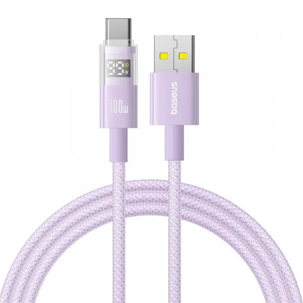 BASEUS Cablu Date si Incarcare USB-A - USB-C Baseus Display 2, 100W, 2m, Mov P10382701511-01