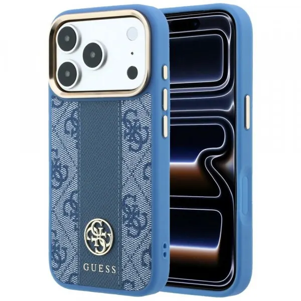 Guess Husa MagSafe pentru Apple iPhone 18 Pro Max / 17 Pro Max, Guess, 4G Stripe Round Classic Logo, Albastra