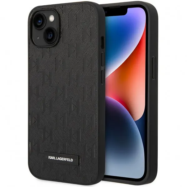 Karl Lagerfeld Husa pentru Apple iPhone 14 Plus, Karl Lagerfeld, Saffiano Monogram Metal Logo, Neagra