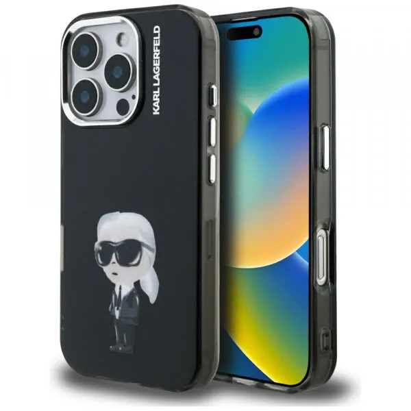 Karl Lagerfeld Husa MagSafe pentru Apple iPhone 16 Pro Max, Karl Lagerfeld, IML Aquarelle Logo Karl, Neagra