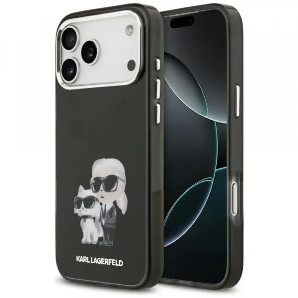 Karl Lagerfeld Husa MagSafe pentru Apple iPhone 17 Pro, Karl Lagerfeld, IML Aquarelle Logo Karl & Choupette, Neagra