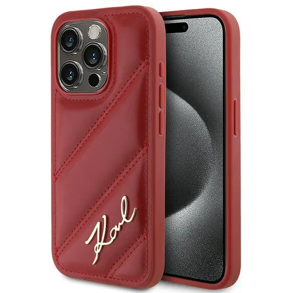 Karl Lagerfeld Husa pentru Apple iPhone 15 Pro, Karl Lagerfeld, Diagonal Quilted Script, Rosie