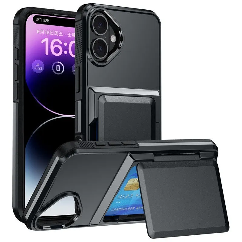 Husa de Protectie compatibila Apple iPhone 17, Flippy, Compartiment pentru Carduri, Anti-alunecare, Protectie PC