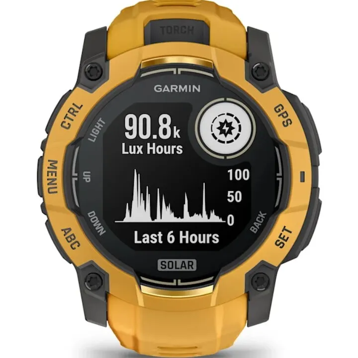 GARMIN Smartwatch Garmin Instinct 3, 50mm, Solar, GPS, Android/iOS, Sunburst, curea silicon, Galben solar cu Gri