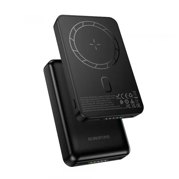 Borofone Baterie Externa Wireless Borofone BJ82 Dawn, 5000mAh, 10W, 1 x QI - 1 x USB-A, Neagra