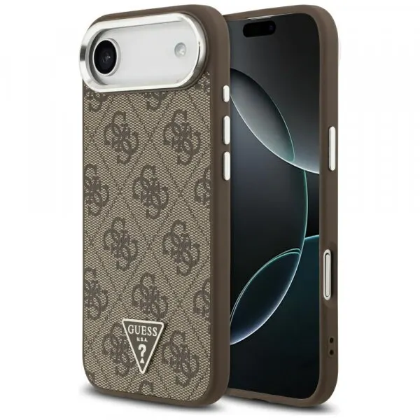 Guess Husa MagSafe pentru Apple iPhone 17 Air, Guess, 4G Triangle Logo, Maro Argintie
