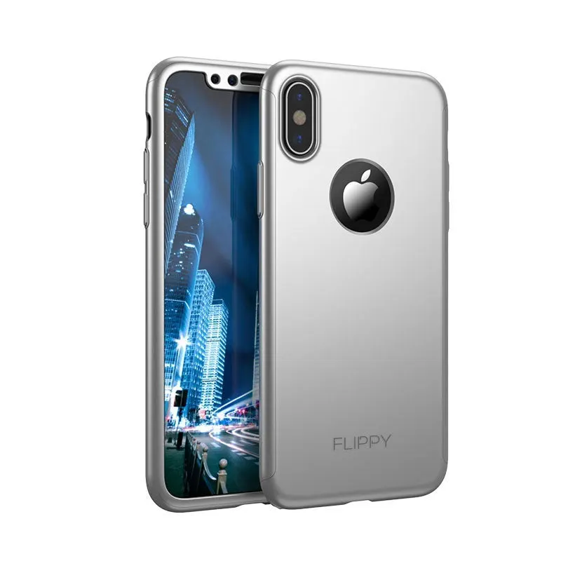 Flippy, Set Husa si Folie de Protectie, Flippy, Compatibila cu Apple iPhone X, Full Cover 360