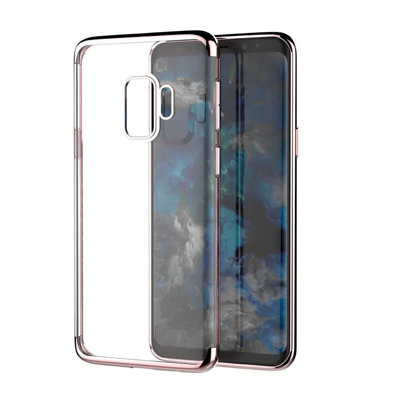 Huawei, Husa Huawei P20 Lite Transparent cu Margini Roz-Aurii