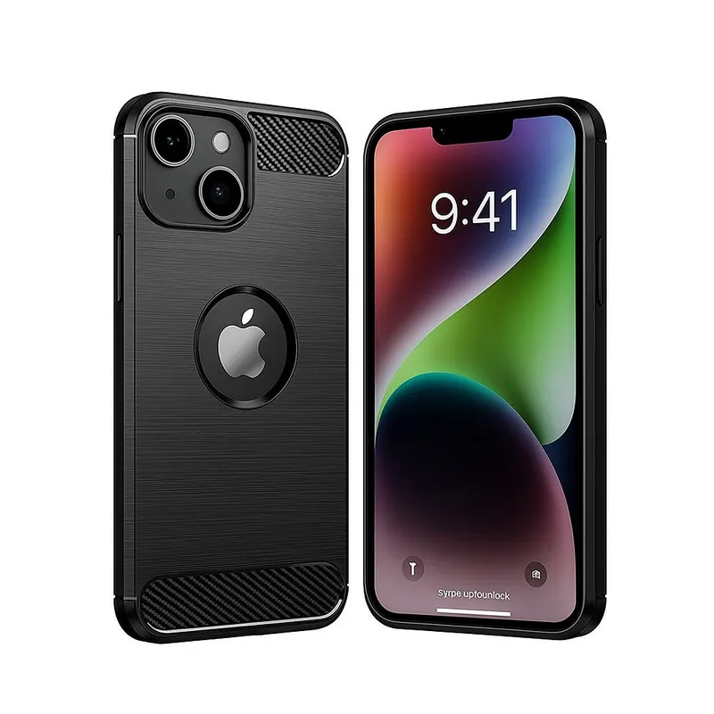 Husa Protectie, Flippy, compatibila Apple iPhone 14 Pro Max, Carcasa TPU Carbon, 1.5 mm, Negru