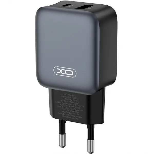 XO Design Incarcator Retea Cu Cablu Lightning XO Design L154, 20W, 3A, 1 x USB-A - 1 x USB-C, Negru
