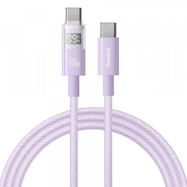BASEUS Cablu Date si Incarcare USB-C - USB-C Baseus Display 2, 100W, 2m, Mov P10382702511-01