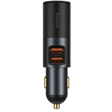 BASEUS Incarcator auto Baseus Share Together, 2xUSB, cu port de expansiune pentru bricheta, 120W, Quick Charge, Negru