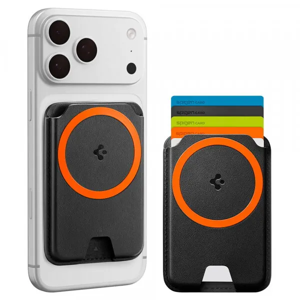 Spigen Portofel MagSafe, Spigen, Valentinus MagFit+ 5 Cards, Negru AFA11336