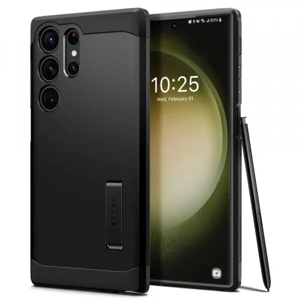 Spigen Husa pentru Samsung Galaxy S23 Ultra S918, Spigen, Tough Armor, Neagra ACS05623