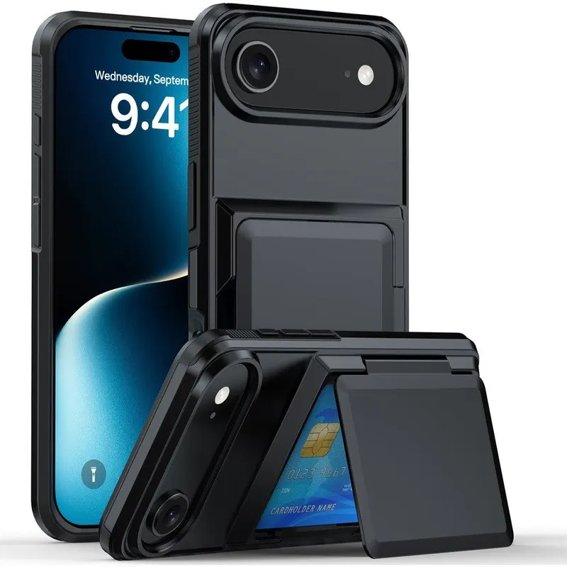 Husa de Protectie compatibila Apple iPhone 17 Air, Flippy, Compartiment pentru Carduri, Anti-alunecare, Protectie PC