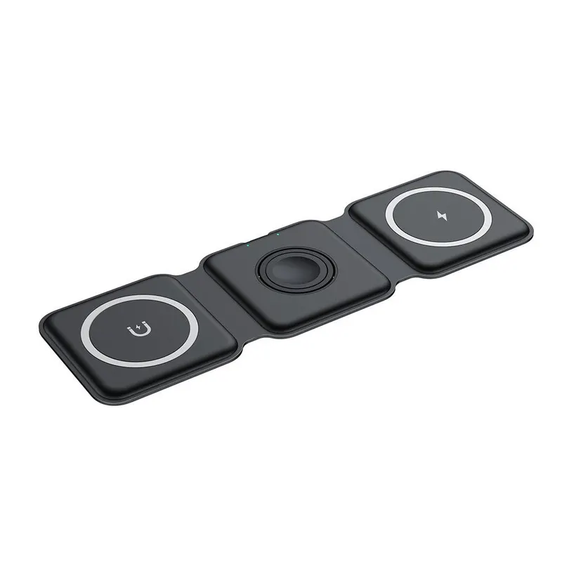 Incarcator Wireless Magnetic/Pliabil 3in1, Flippy, Multifunctional de Birou, 15W, Compatibil cu iOS/Android, 25 x 7.5 x