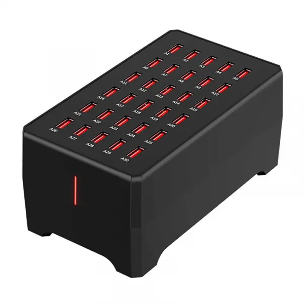 OEM Incarcator Statie OEM WT-268, 150W, 2.4A, 30 x USB-A, Negru