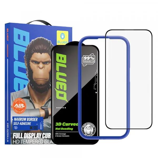 Blueo Folie de protectie Ecran Blueo HD pentru Apple iPhone 16 Pro, Sticla Securizata, Full Glue, 3D, Neagra
