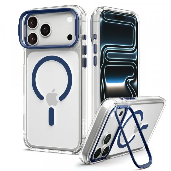 Spigen Husa MagSafe pentru Apple iPhone 18 Pro / 17 Pro, Spigen, Ultra Hybrid Optik S, Transparenta Bleumarin ACS11922
