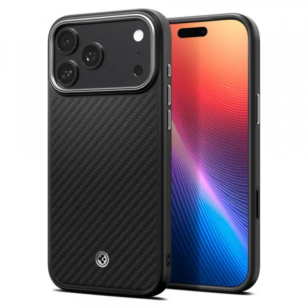 Spigen Husa MagSafe pentru Apple iPhone 17 Pro, Spigen, Enzo Aramid T, Neagra Argintie ACS09958