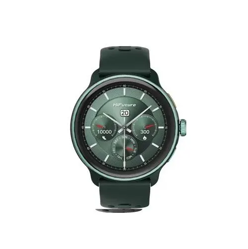 Smartwatch HiFuture Vela, ecran rotund AMOLED, fitness, inteligent, rezistenta la apa 1ATM, smart, GPS+Compass+Alitmetru, AI Syntra, notificari aplicatii, apel Bluetooth, pentru femei, pana la 10 zile baterie (Verde)