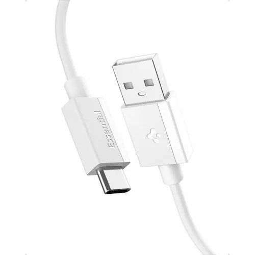 Cablu Date si Incarcare USB-A - USB-C Spigen Essential, 60W, 2m, Alb