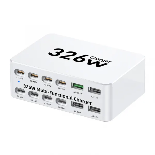 OEM Incarcator Statie OEM WLX-818E, 326W, 3.25A, 4 x USB-A - 8 x USB-C, Alb