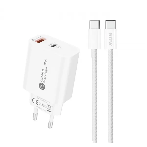 A6MaxL Incarcator Retea Cu Cablu USB-C A6MaxL, 20W, 3A, 1 x USB-A - 1 x USB-C, Alb
