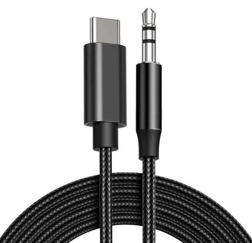 Cablu Audio Lemontti LAUXCTCBK, USB Type-C - Jack 3.5mm, 1m, impletitura textila (Negru)