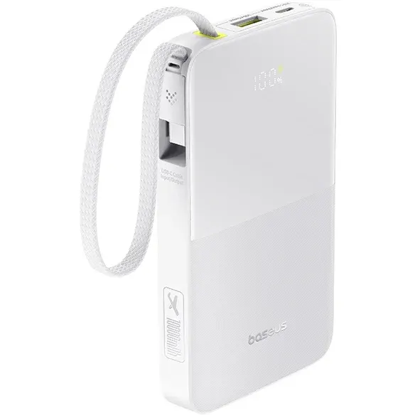 BASEUS Acumulator extern Baseus EnerFill FC51 Bipow2 Pro, Digital Display, 10.000 mAh, 22.5W, USB-C, USB-A, Alb