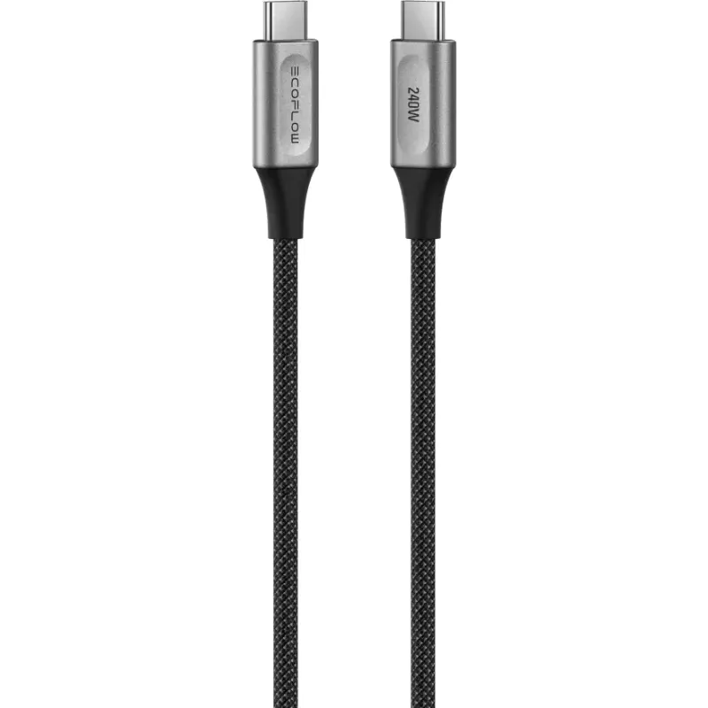 ECOFLOW Cablu EcoFlow RAPID PRO USB-C, 240W, Nylon, 1.8 m, Negru/Gri
