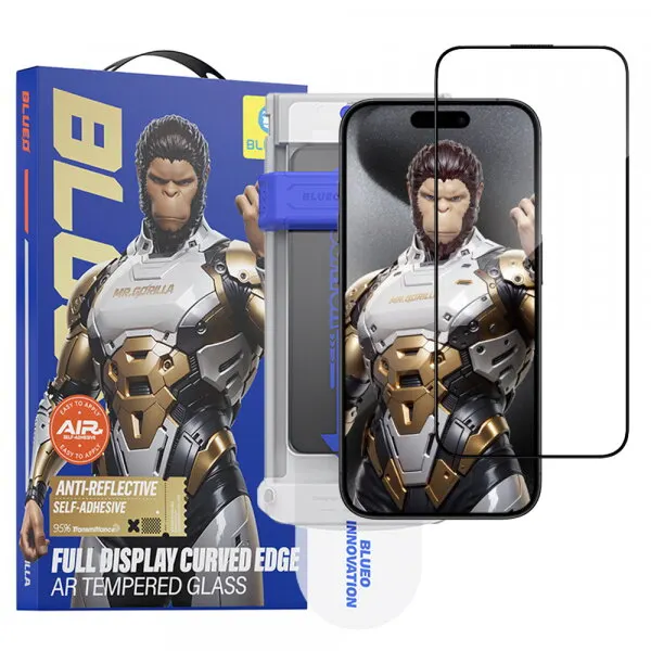 Blueo Folie de protectie Ecran Blueo AR Applicator Pro pentru Apple iPhone 16 Pro Max, Sticla Securizata, Full Glue, 3D, Neagra