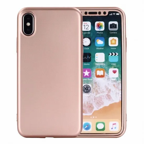 Apple, Husa Apple iPhone 7 Full Silicone 360 Roz Auriu + Folie de protectie