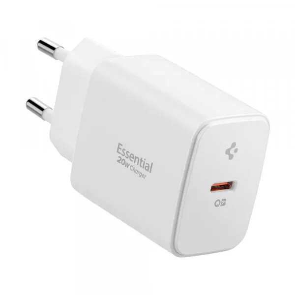 Spigen Incarcator Retea Spigen Essential, 20W, 3A, 1 x USB-C, Alb ACH08701