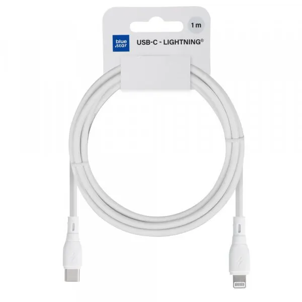 Blue Star Cablu Date si Incarcare USB-C - Lightning Blue Star Eco, 27W, 1m, Alb