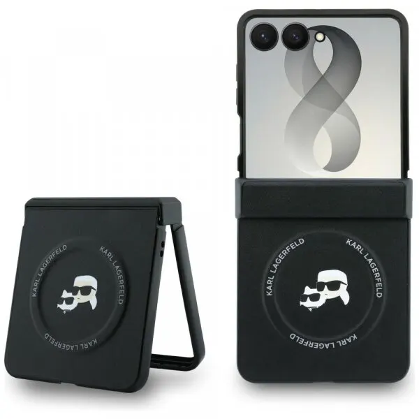 Karl Lagerfeld Husa pentru Samsung Galaxy Z Flip8 F776, Karl Lagerfeld, Karl & Choupette Head Pin, Neagra