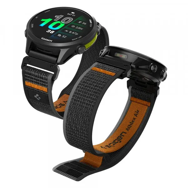 Spigen Curea Spigen Athlex Air pentru Garmin Watch Fenix / Forerunner / Approach Series, 22mm, Neagra Portocalie AMP11426