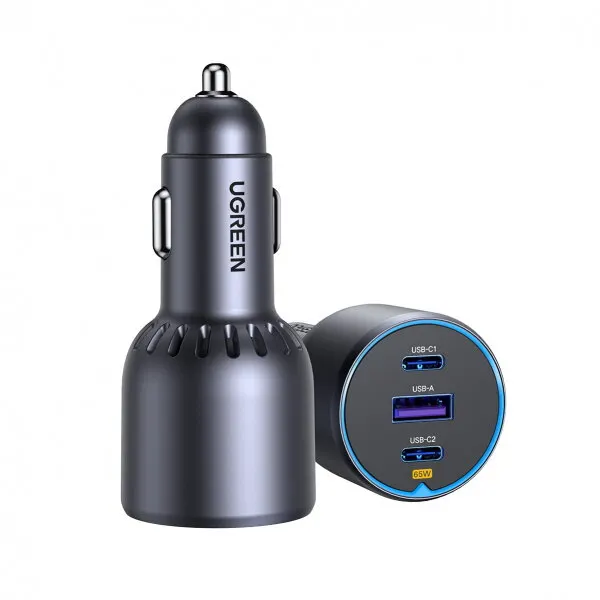Ugreen Incarcator Auto UGREEN EC703, 75W, 3.25A, 1 x USB-A - 2 x USB-C, Negru