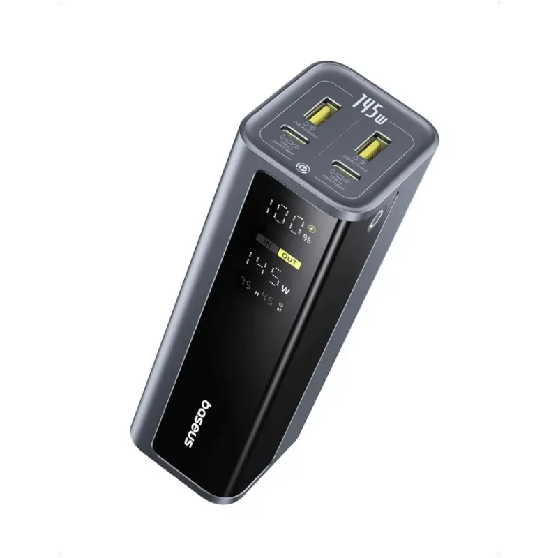 BASEUS Acumulator extern Baseus EnerGeek GP12, 20.800 mAh, 145W, 2x USB-C, 2x USB-A, Negru-Gri
