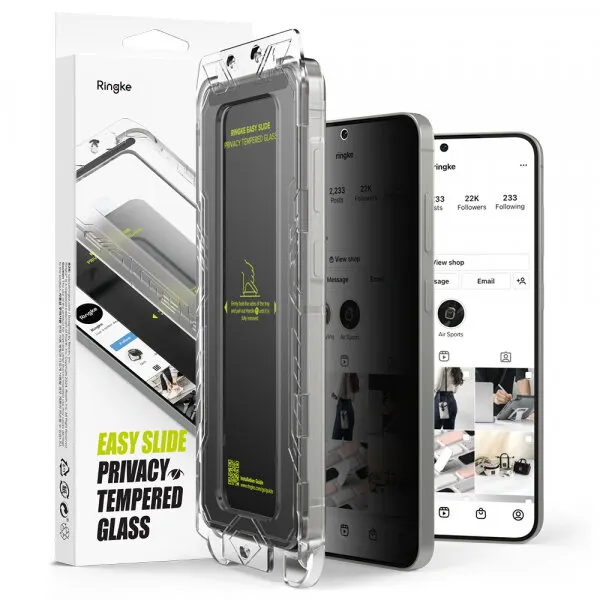 Ringke Folie de protectie Ecran Privacy Ringke Easy Slide pentru Samsung Galaxy S25+ S936, Sticla Securizata, Full Glue, Set 2 bucati
