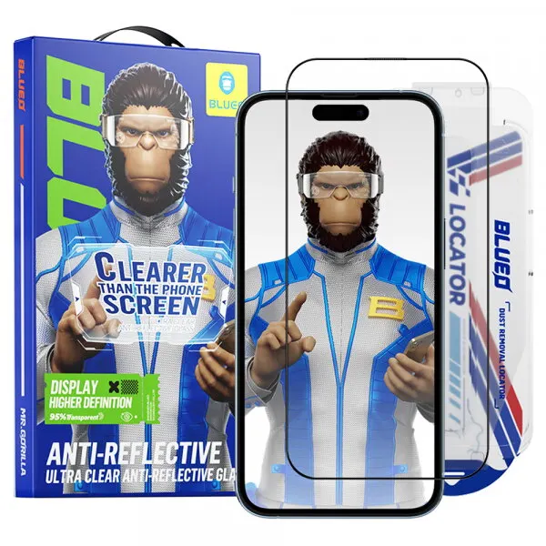 Blueo Folie de protectie Ecran Blueo Anti-Reflective HD Applicator Pro pentru Apple iPhone 14 Pro Max, Sticla Securizata, Full Glue, Neagra